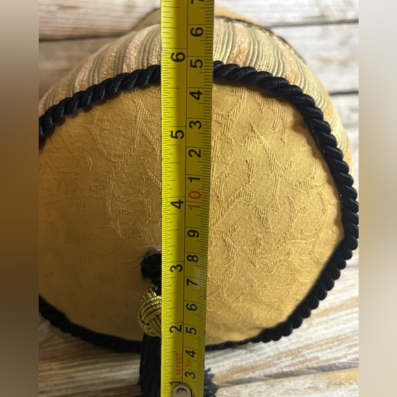 Decorative Round Lumbar Pillow Gold with Black Tassels Neck Roll - Picture 4 of 8